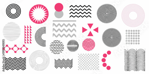 abstract geometric shapes and patterns collection on white background