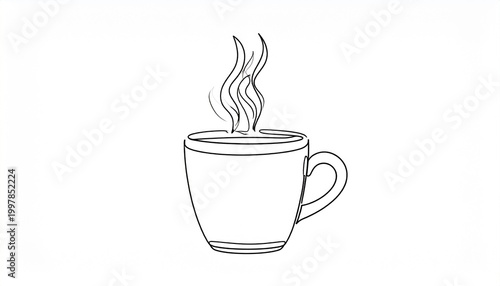 Steaming hot beverage in a ceramic mug with wisps of vapor rising, perfect for a morning wake-up or a cozy break