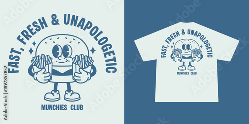 Funny cartoon character of burger Graphic Design for T shirt Street Wear and Urban Style