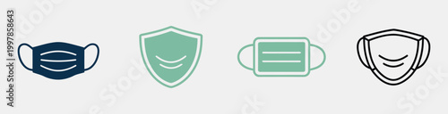 New fold face mask vector icon, respirator virus protection sign, wear mask isolated on white background, minimal flat style illustration