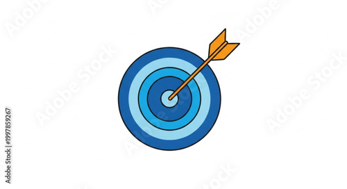 Arrow hitting the bullseye on a blue target.