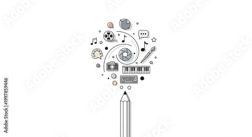Creative Ideas Flowing From Pencil into Symbols.