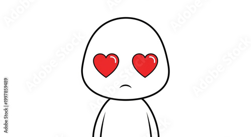 Cute character with heart eyes feeling love and affection.