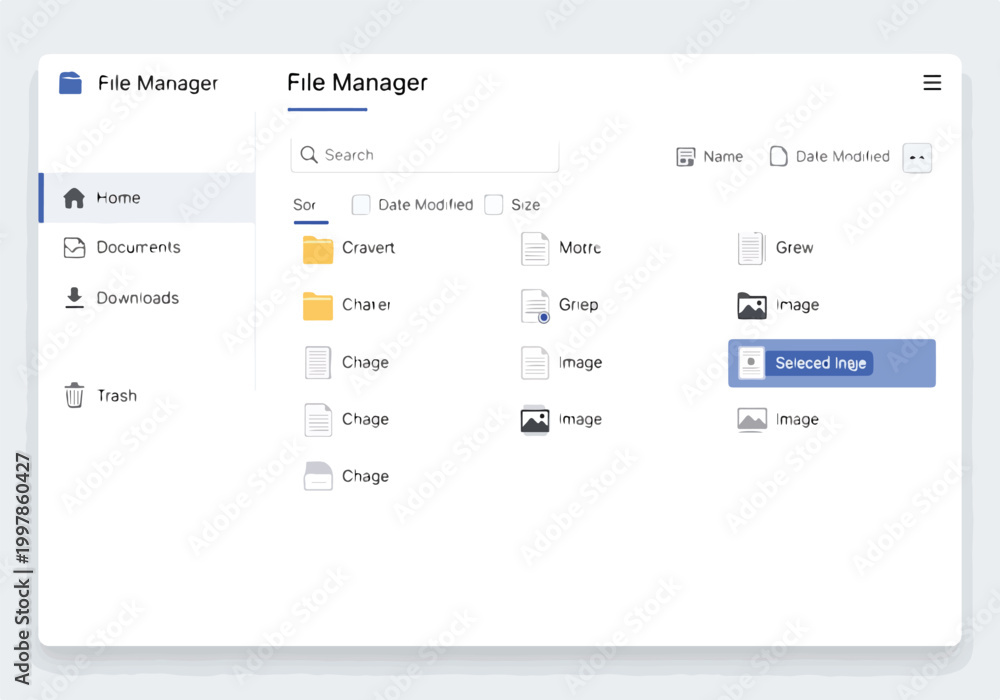 Obraz premium A file manager interface with folders and files