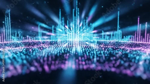 Abstract digital sound waves visualization of music.