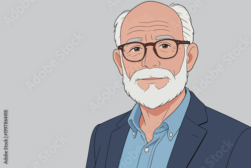Senior Man in Formal Business Attire Illustration