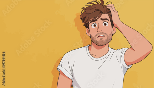 Confused Man Scratching Head Illustration