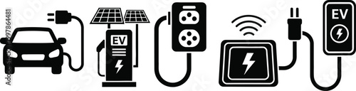 Electric vehicle charging infrastructure a comprehensive icon set