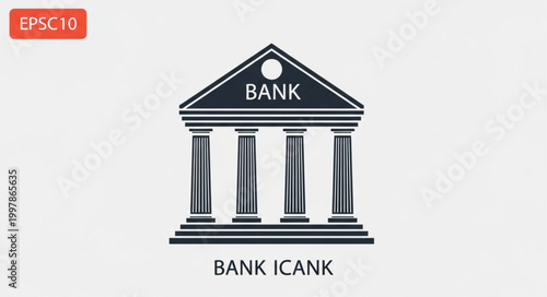 Classic Bank Building Facade With Columns and Pediment.