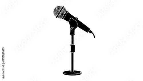 Black Dynamic Microphone on Stand.