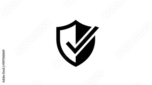 Shield with check mark logo icon.
