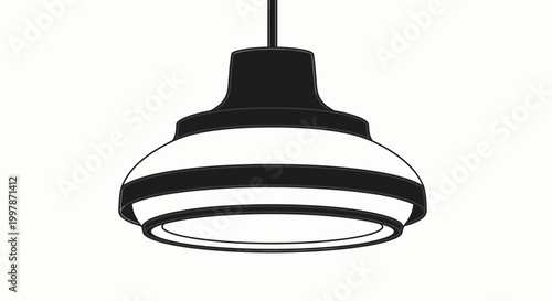 Modern black and white pendant light fixture with horizontal stripes