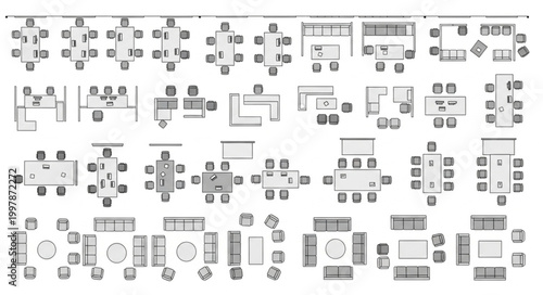 Collection of Office Furniture Layouts and Floor Plans.