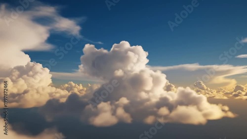 Panoramic view of fluffy white clouds against a