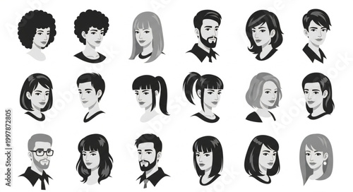 Diverse Group of People Portraits Expressing Various Emotions.