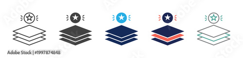 layered specialization icon set consisting of multiple styles. vector illustration