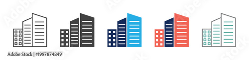 large corporation icon set consisting of multiple styles. vector illustration