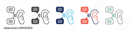 listening icon set consisting of multiple styles. vector illustration
