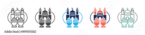 pray icon set consisting of multiple styles. vector illustration