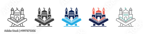 quran icon set consisting of multiple styles. vector illustration