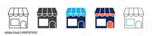 retail shop icon set consisting of multiple styles. vector illustration