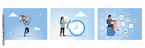 Business owners launch ventures, works part-time, working using cloud computing technology.