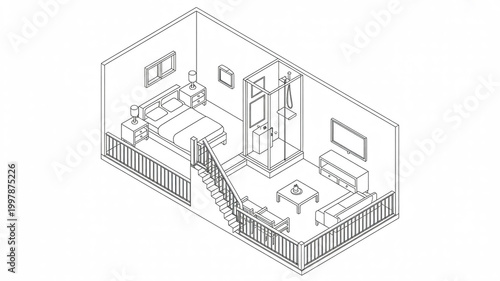 Architectural sketch of a modern house design featuring a 3d perspective blueprint and engineering plan for a luxury home construction project