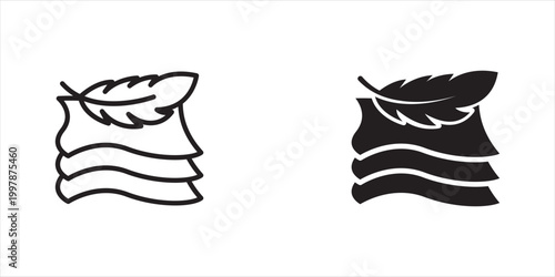 Sustainable Material Leaf Stack Icon for Mobile App and Web Design. Vector Illustration, eps10.