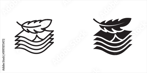 fabric with feather filler icon set, high comfort structure, less weight, vector illustration on white background