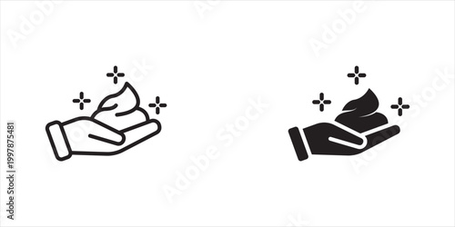 foam Cream on hand Icon set. Symbol isolated white background. vector illustration. color editable.