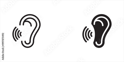 Ear icon vector on trendy style for design and print, vector illustration.