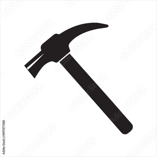 Geologist hammer silhouette black geological hammer shape on a white background silhouette high-quality professional
