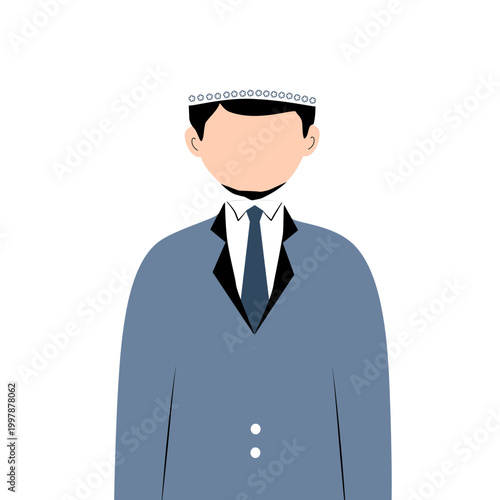 Groom wedding avatar vector illustration