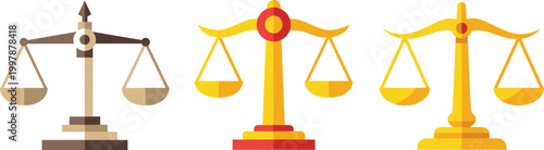 Colorful Scales of Justice Icons for Law, Justice, and Legal Design Projects