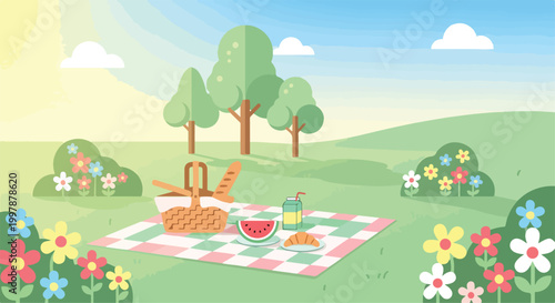 A serene outdoor picnic setup
