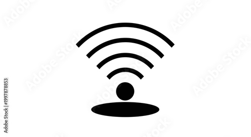 Minimalist wifi signal icon vector, black wireless internet connection symbol, digital network hotspot sign for web interface and mobile apps