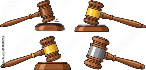 Gavel Icons in Different Poses for Law, Justice, and Legal Design Projects