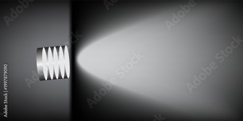 Gray studio background. Abstract limbo podium studio space. Dark gray gradient wall floor and spotlights. Showcase, promotional display. Vector stage illustration.