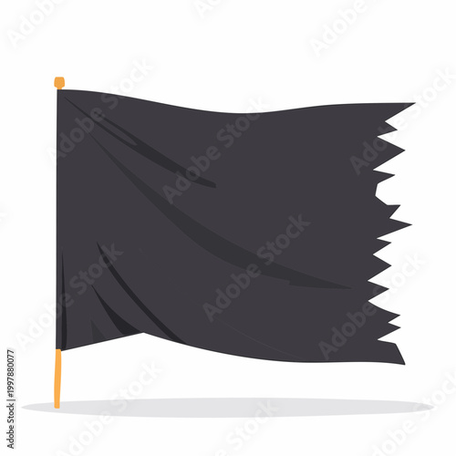 Tattered Black Flag Waving