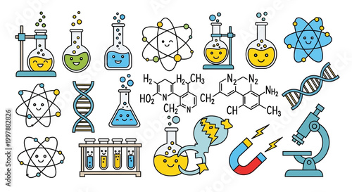 Science Laboratory Equipment and Symbols.