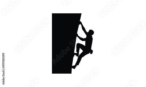 Person rock climbing on a vertical wall