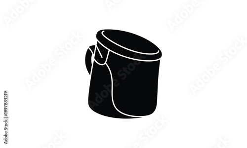 Person climbing mountain peak with raised arm silhouette