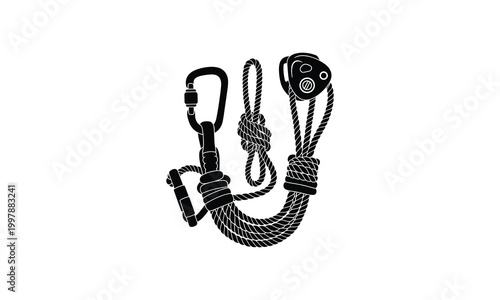 Black dog leash with two loops and handles