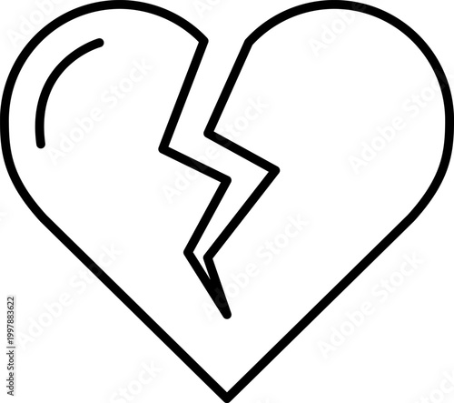 Broken Heart Line Art Icon