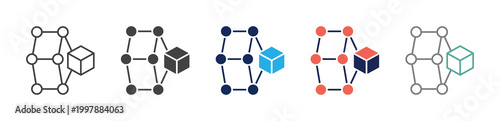blockchain nodes icon set consisting of multiple styles. vector illustration