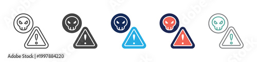 fraud warning icon set consisting of multiple styles. vector illustration