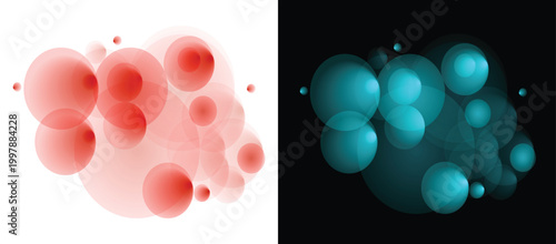 Abstract Gradient Bubble Circles Background with Transparent Spheres Modern Minimal Geometric Design