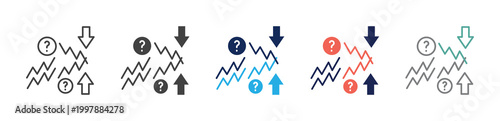 market volatility icon set consisting of multiple styles. vector illustration