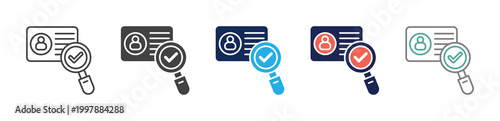 identity check icon set consisting of multiple styles. vector illustration