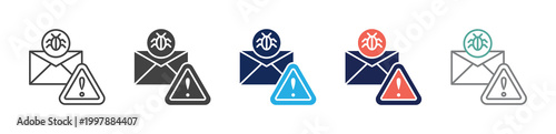 spam message icon set consisting of multiple styles. vector illustration
